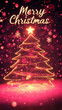 © fanjianhua - A red Christmas tree with a black background and the words' Merry Christmas' on it