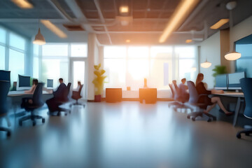 Wall Mural - blurred empty open space office. abstract light bokeh at office interior background for design