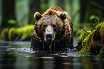 brown bear in water