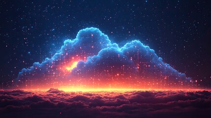 Wall Mural - cloud computing icons represent technology, digital transformation, and internet connectivity.