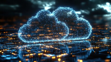 Cloud connect and big data motion symbolize information technology, cyber space, programming, network computing, futuristic internet service, and connectivity.