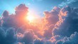 © Emile - Clouds, heaven, and a blue sky with a flare represent belief, faith, and spiritual religion, symbolizing peace and worship.