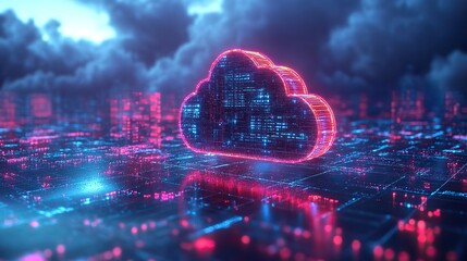 Wall Mural - data transfer in cloud computing ensures network connection, platform storage, cybersecurity, and ba