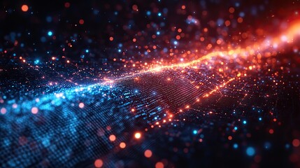 Canvas Print - digital network connection and data transformation for an electronic server symbolize database, boke