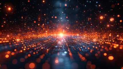 Canvas Print - futuristic abstract technology represents networking, optics, speed, blockchain, and data centers, w