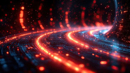 Canvas Print - futuristic abstract technology represents networking, optics, speed, blockchain, and data centers, w