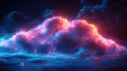 Wall Mural - futuristic cloud computing with particles of big data symbolizes connection, sound waves, abstract t