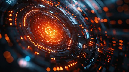 Wall Mural - futuristic technology and abstract digital circles represent background wallpaper, virtual interface