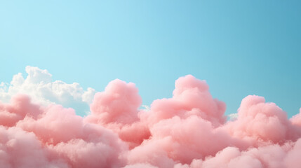 Wall Mural - bright pink clouds drift across a clear blue sky during a serene afternoon