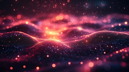 Wall Mural - neon lights and fiber optics represent futuristic technology, internet networks, and cloud computing
