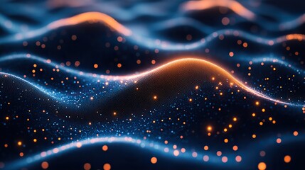 Wall Mural - network connection and abstract 3d background with wave technology. internet structure, telecommunic