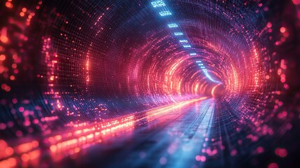 Wall Mural - network connection with abstract cable for technology online, internet structure, cyber fiber optic,