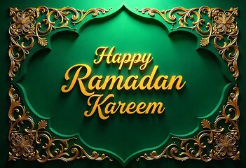 Happy Ramadan Kareem: Green and Gold Greeting