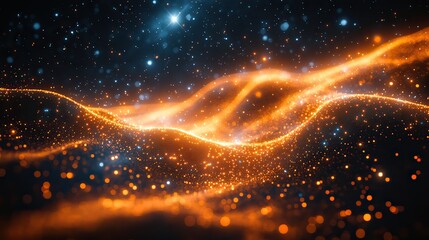 Wall Mural - particle connection and data motion symbolize information technology, cyber space, programming, netw