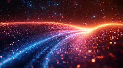 Wall Mural - particle connection and data motion symbolize information technology, cyber space, programming, netw