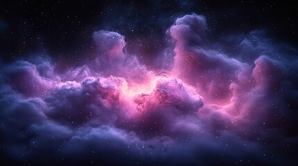 Wall Mural - Purple clouds float in space against a black universe background, a wallpaper design for astrology and astronomy enthusiasts, showcasing the mystery of the cosmos.