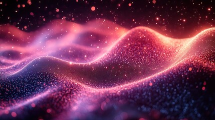 Wall Mural - Sound waves, connection, and music for abstract technology, internet, and streaming for listening. Telecommunication networking platform and data or neon for signal, future