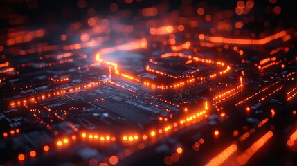 Canvas Print - the network data, motherboard, cpu, and neon abstract server graphic represent cloud computing, cybe