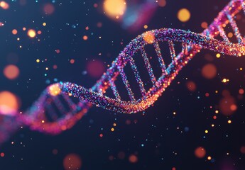 abstract representation of colorful dna helix in vibrant background