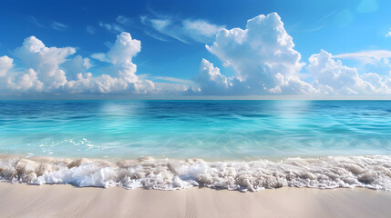 Aerial view of sandy beach and ocean with waves