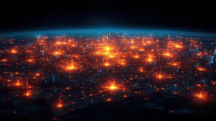 Wall Mural - web map shows global connections, networking, and worldwide communication lines.