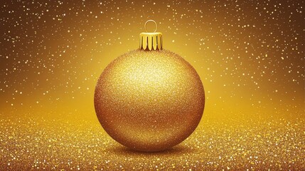 Wall Mural - Golden Christmas ornament on sparkling golden background perfect for festive greetings and seasonal decorations