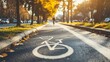 © Supakit - Bike Lane Winding Through Lively Urban Landscape with Trees and Signs