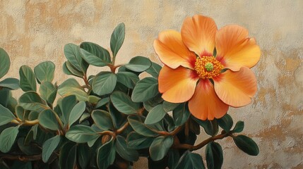 Wall Mural - Vibrant Portulaca Grandiflora Flower Against Textured Background