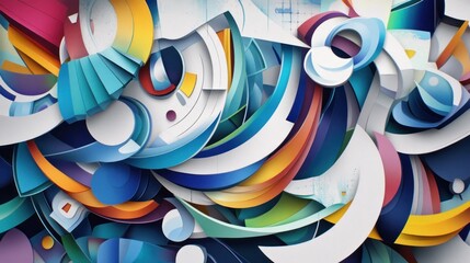 Aufkleber - Abstract colorful geometric shapes art.