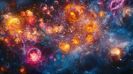 Aufkleber - Space with colorful cosmic explosions and nebulae.