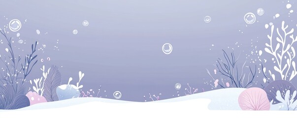 Poster - Underwater sea floor with plants and bubbles in pastel.