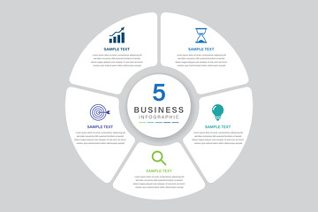Wall Mural - vector infographic label design with circle infographic template design and 5 options or steps. can 