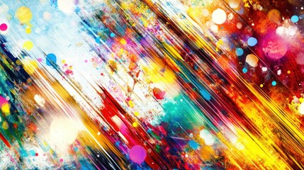 Aufkleber - Abstract vibrant paint strokes with colorful bokeh.