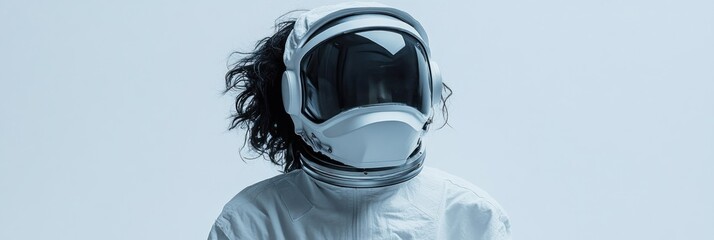 Aufkleber - Person wearing astronaut helmet with hair.