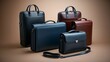 © Atif - Vintage leather baggage including a briefcase and old suitcases isolated for travel and business illustration