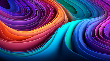 Wall Mural - 3d rendering, abstract colorful background, curvy ribbons. modern creative wallpaper