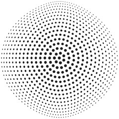 Halftone circular dotted frame. Circle dots texture isolated on transparent background. Abstract circle element