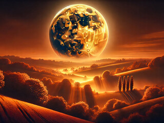 Wall Mural - sunrise over the earth