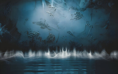Wall Mural - dreamlike blue abstract artwork with water ripple effect