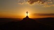© irawan - Sunset Silhouette Cross Atop Hilltop