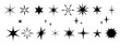© Julisart - Stars and sparkle set. Blinking stars and sparks. Glint glitter collection. Shining twinkle sunburst shapes icon. Different stars silhouettes for posters, banner, brochure, leaflet. Vector isolated on