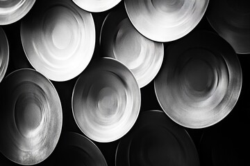 Aufkleber - Modern artistic image depicting abstract gray circular patterns in a textured design, embodying simplicity, elegance, and dynamic balance in artistic expression.