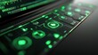 © sendiko - Futuristic Technology Interface Green Neon Lights Digital Dashboard Closeup