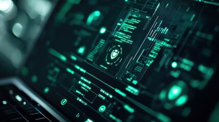 Cybersecurity System Interface Futuristic Digital Technology Screen Display