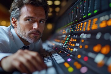 Wall Mural - a person sitting in front of a computer screen, focusing on the display