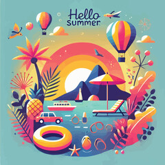 Summer background vector design. Hello summer concept design. Abstract background illustration 