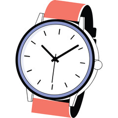 a hand watch line art , white background,