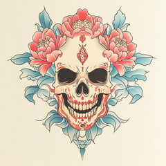 Wall Mural - Shirodr Mask tattoo flash illustration