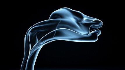 Poster - Abstract blue smoke swirling on black background.