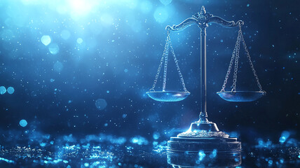 Scales of Justice  Blue Abstract Law Concept